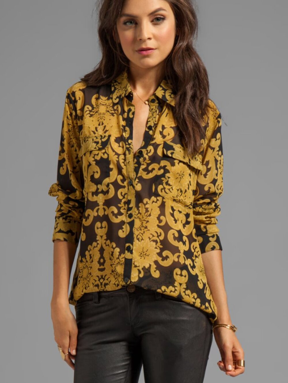 BB Dakota Damask Baroque Print Blouse